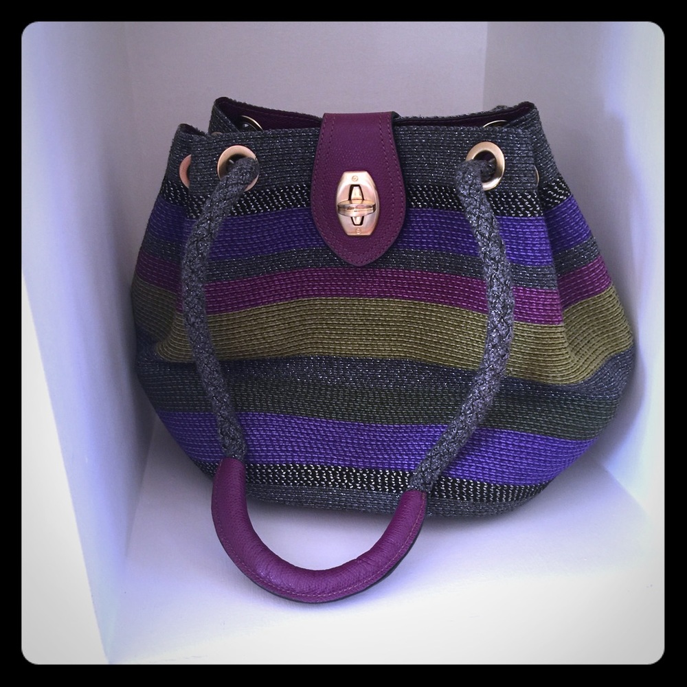 ERIC JAVITS Woven and Leather Handbag
